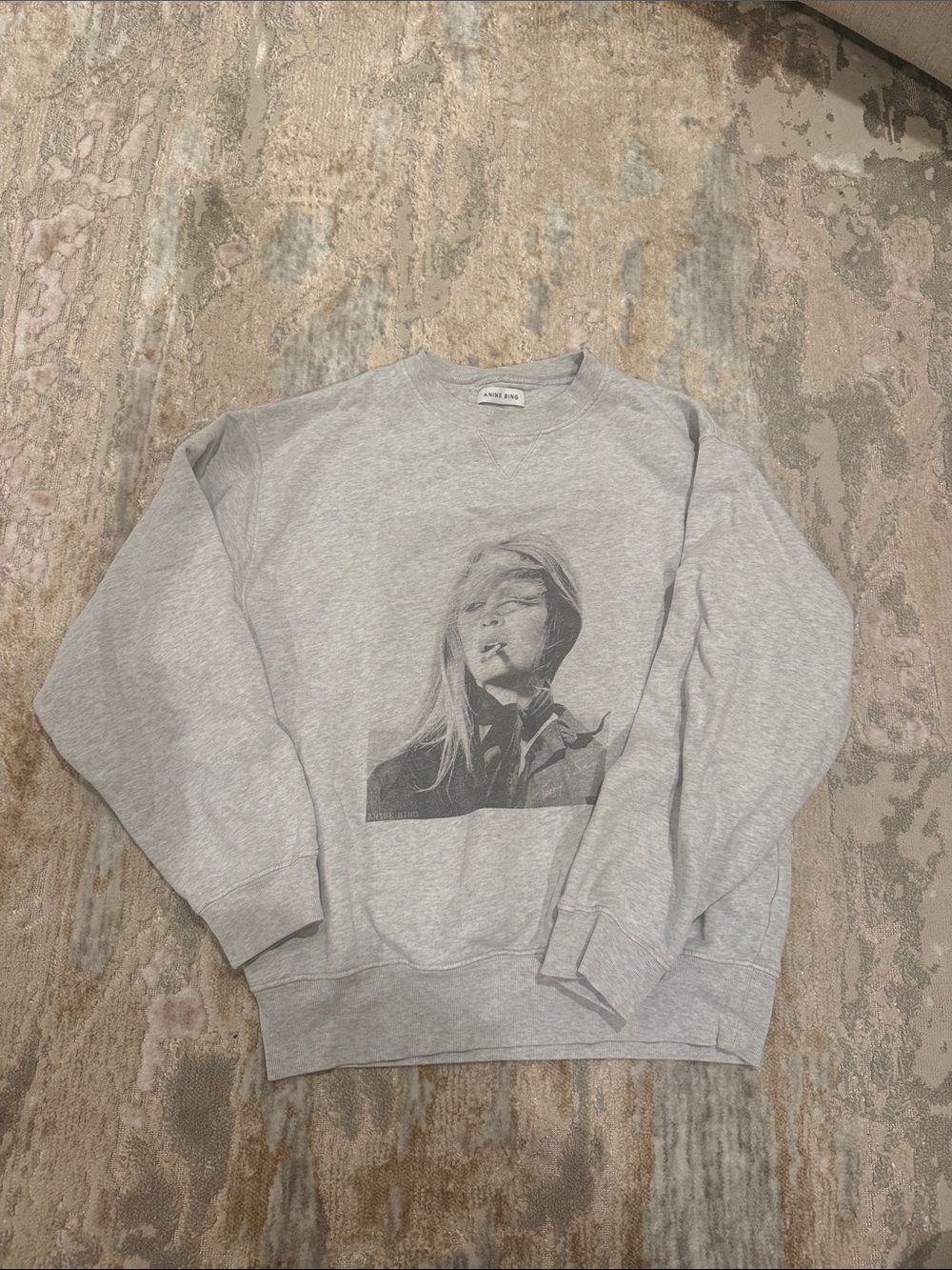Anine Bing Light Gray Graphic Sweatshirt